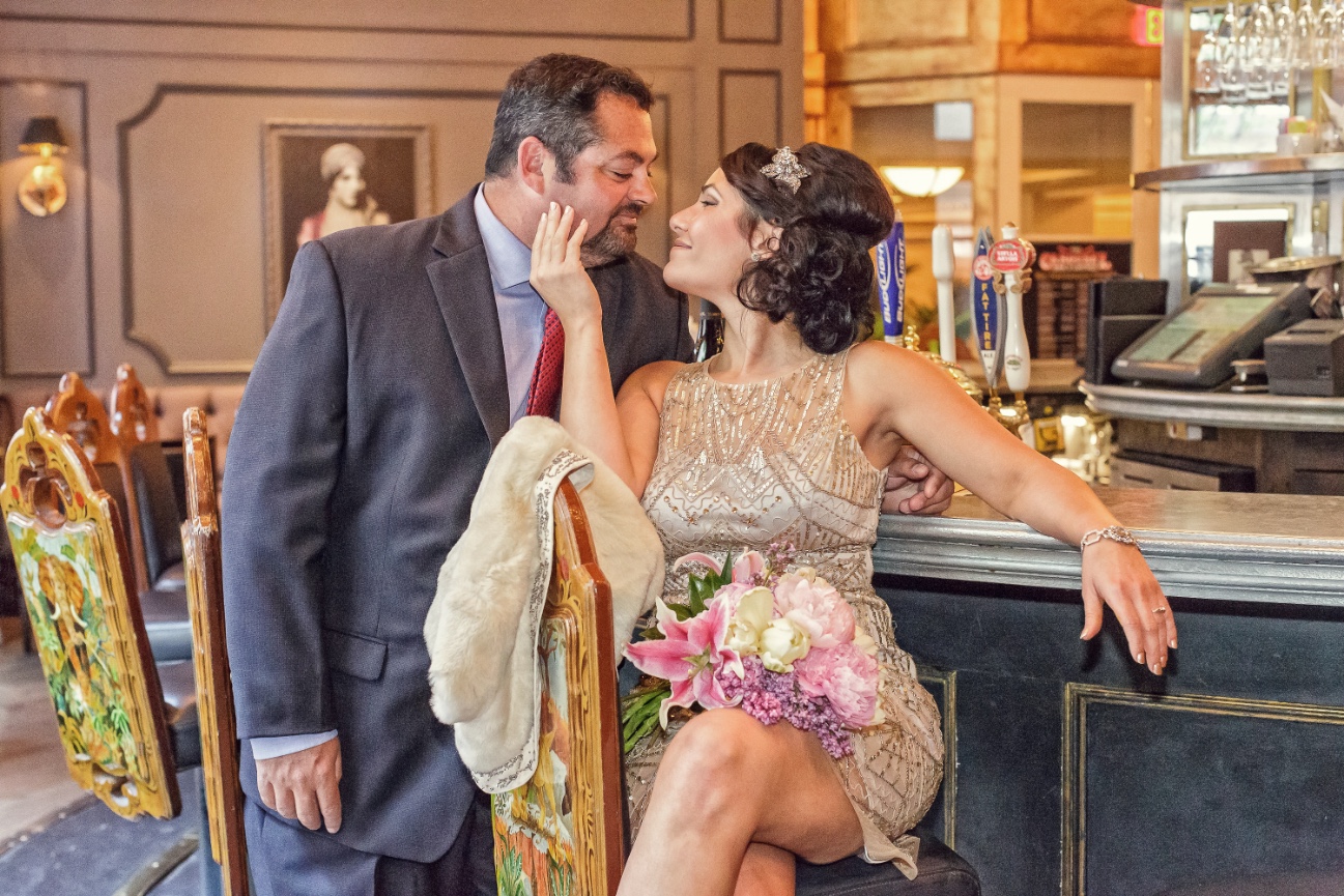 Romantic Wedding Portraits in the Carousel Bar of the Hotel Monteleone