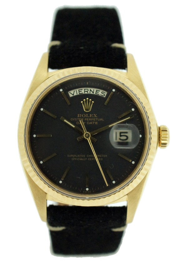 gold day date black dial