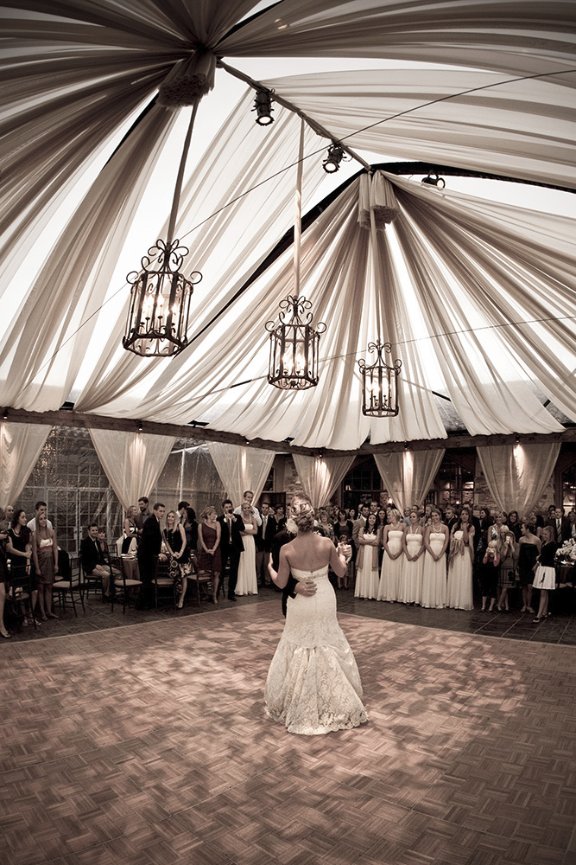 First dance in wedding marquee for produce family wedding