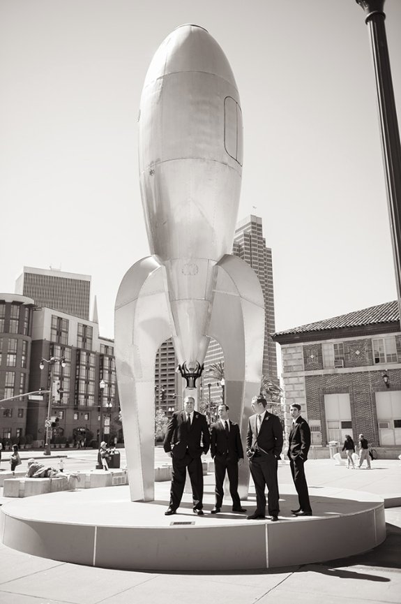 Groomsmen at San Francisco Bay before Flood Mansion wedding