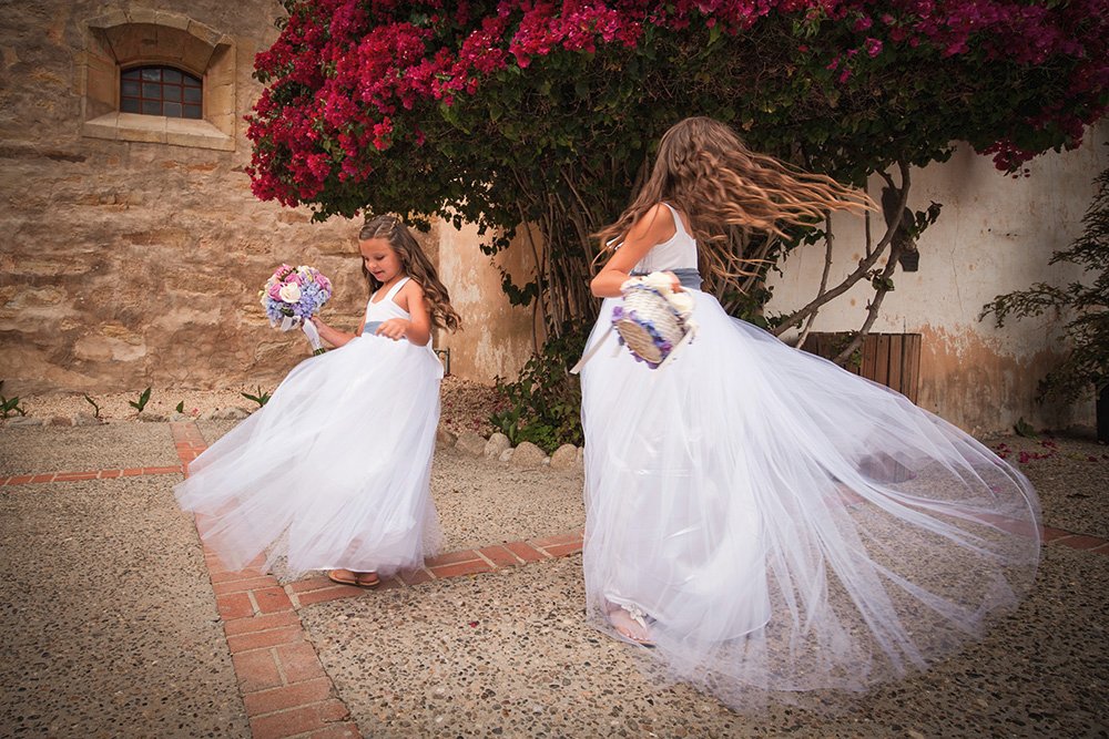 Carmel Mission dancing flower girls