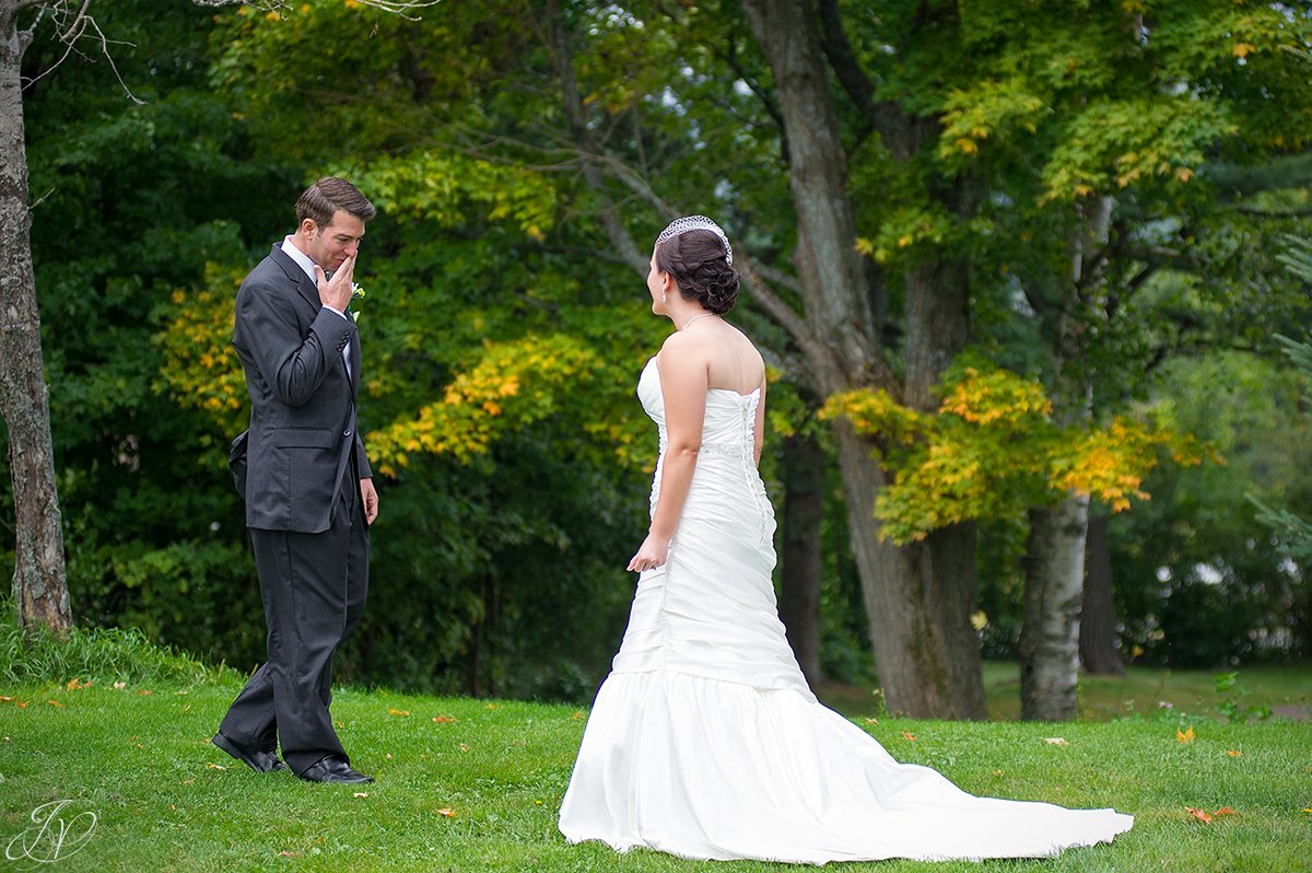 emotional first look photos lake placid wedding photographer
