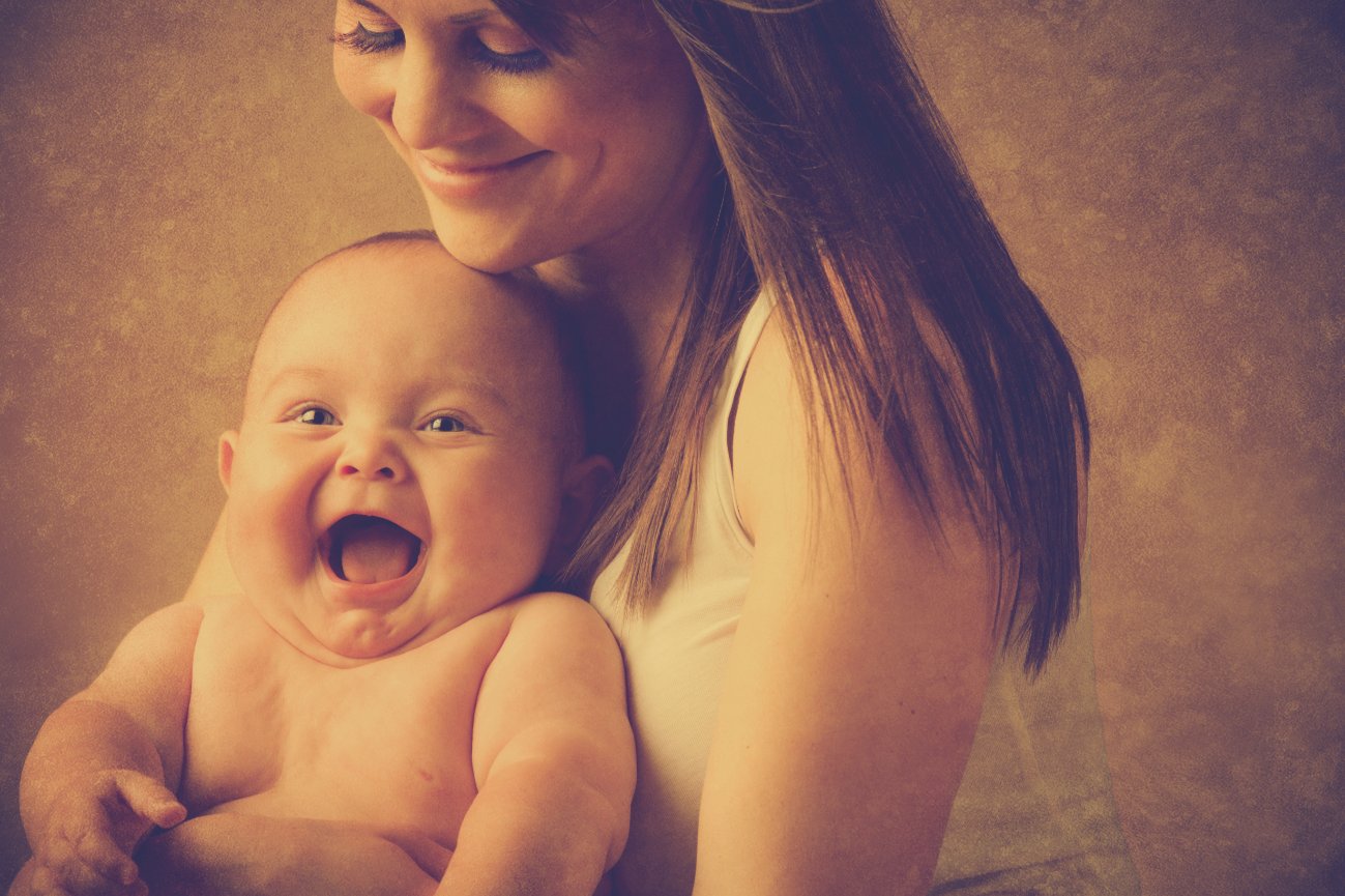 Happy baby portrait with treatment
