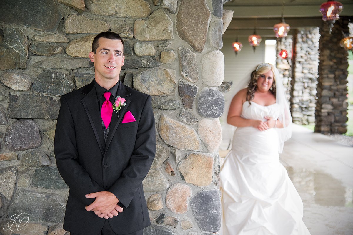 adorable first look with bride and groom