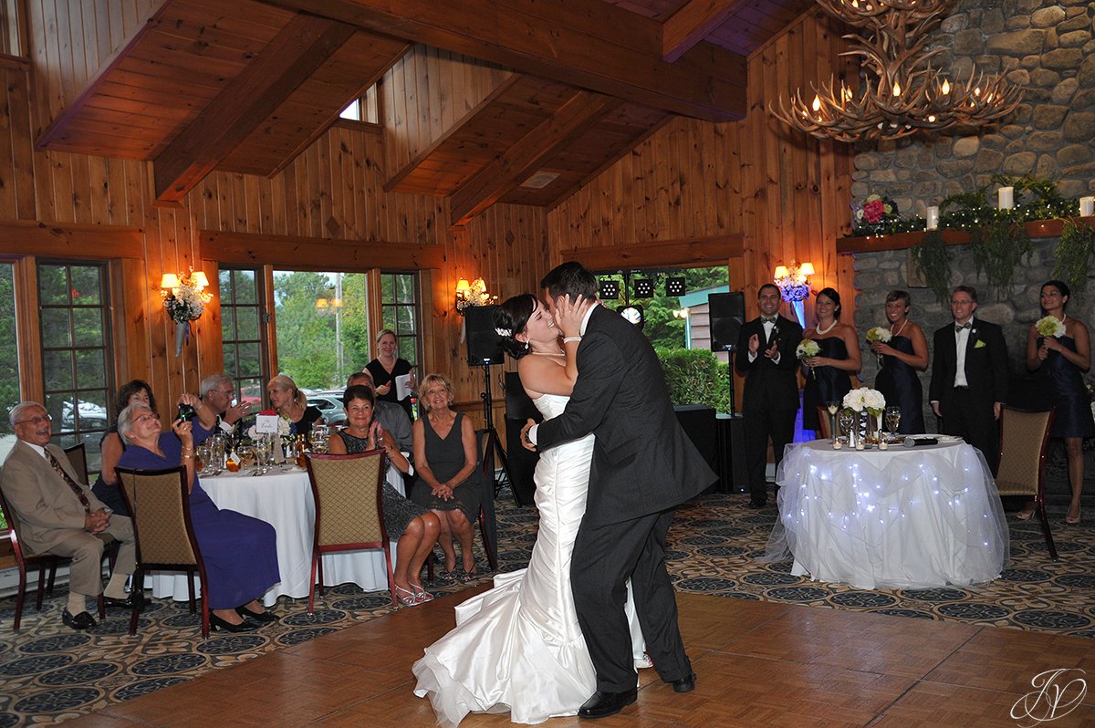 happy moment during bride and groom first dance