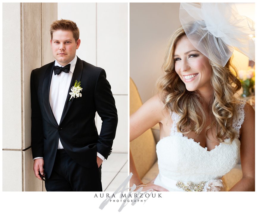 Jessica and Chad looking chic at their Charlotte Mint Museum wedding. © Aura Marzouk Photography, Greensboro Wedding Photographer