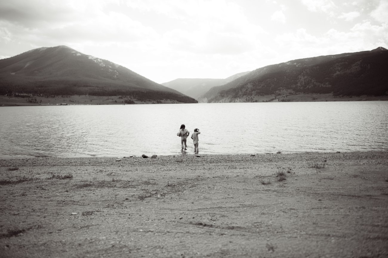 Children Portraits - Camping in Colorado - girls in lake