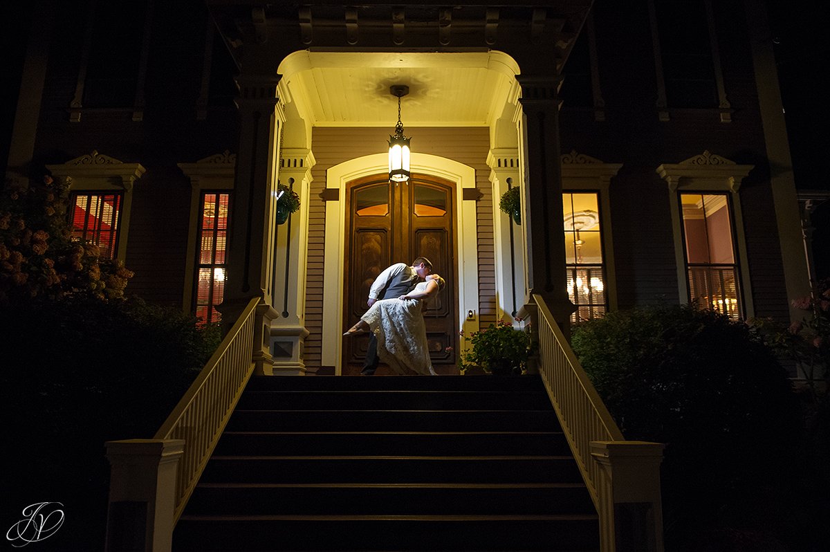 romantic bride and groom night shot