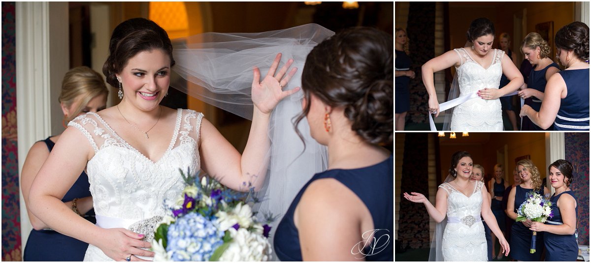 bride getting ready with bridesmaids