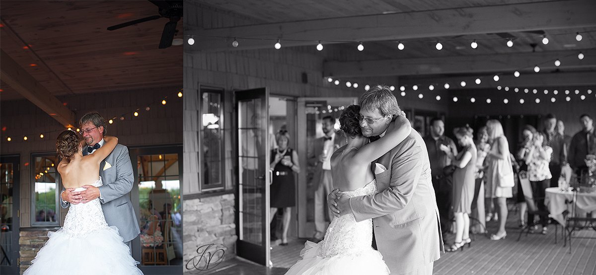 father daughter dance at reception Arrowhead Golf Club black and white