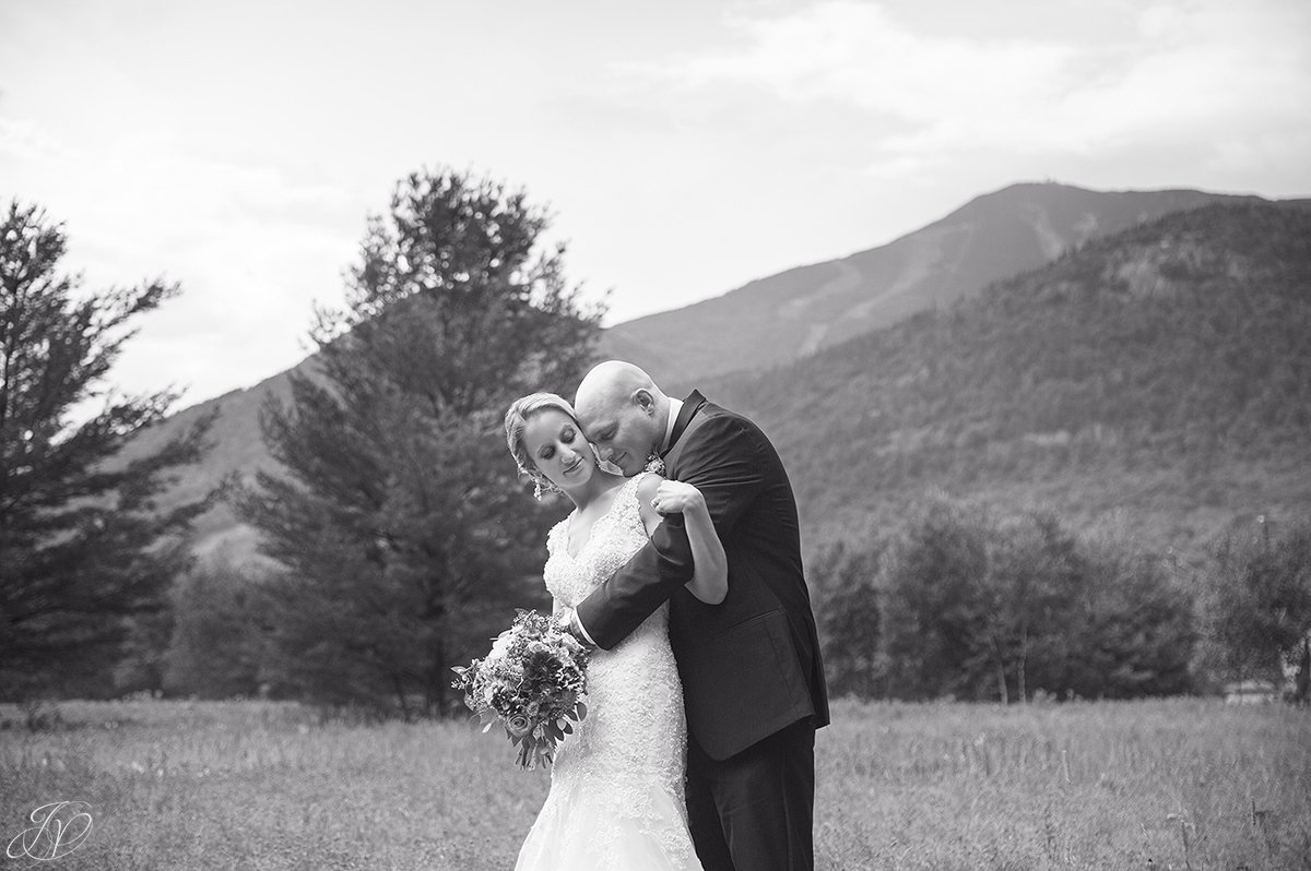 bride and groom whiteface mountain fog bridal portrait