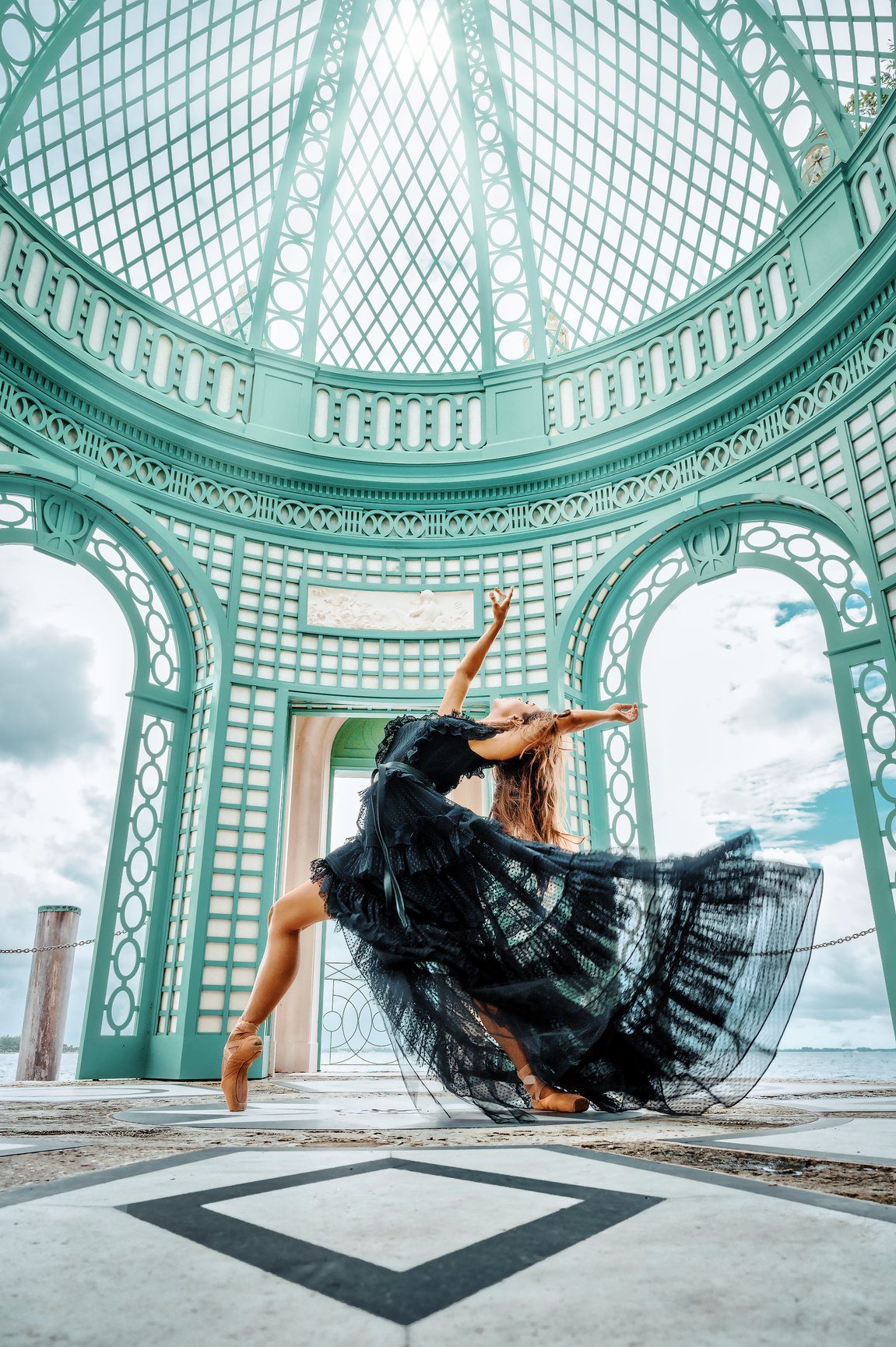 Fashion Photography: Ballet Dancer in Black Dress in Vizcaya by Jessica McKnight Photography