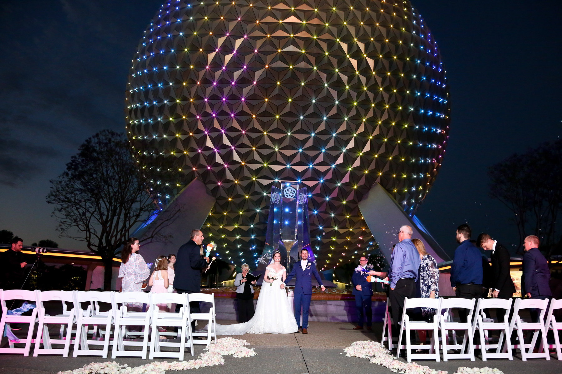 Disney Epcot Spaceship Earth WeddingAriels Beach Club ReceptionEpcot