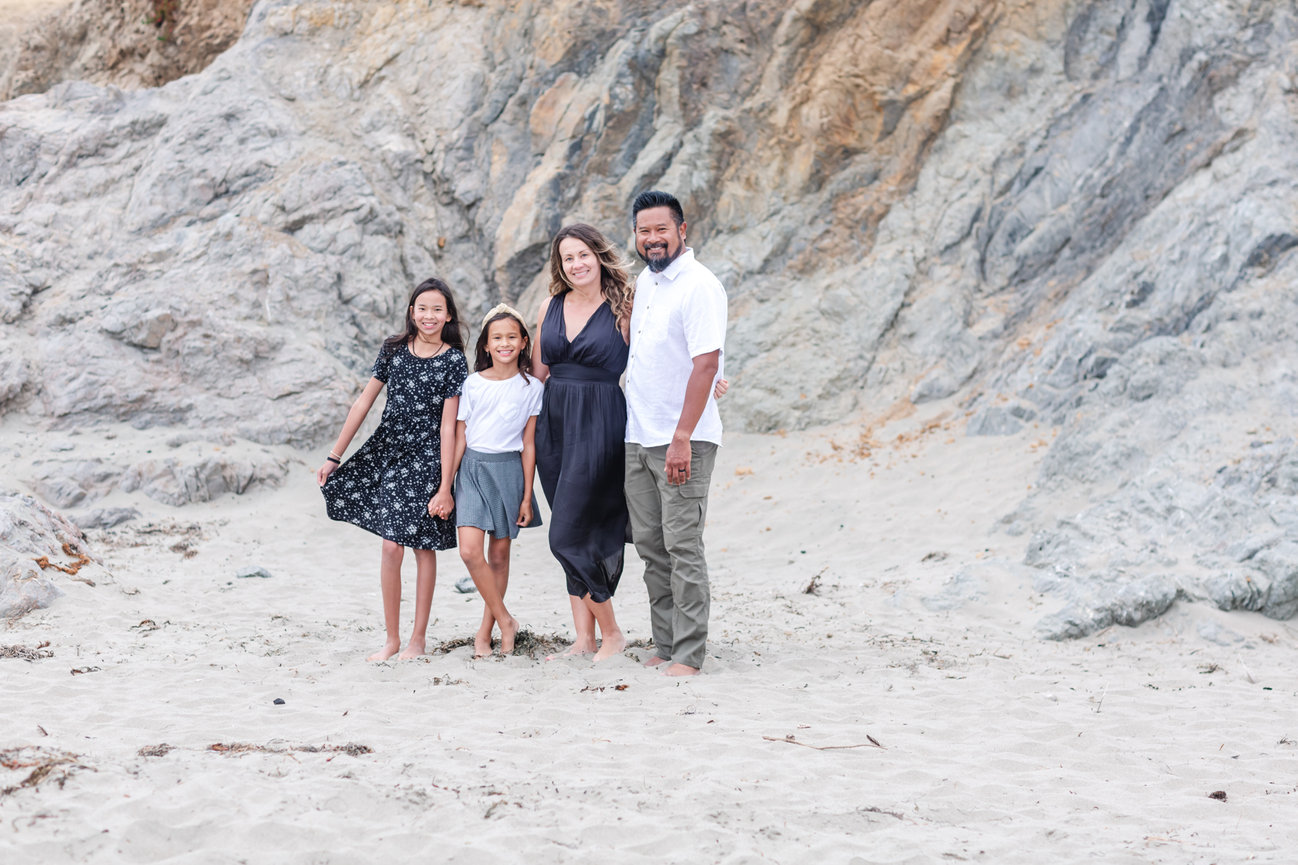 Family portraits during Sunset in Bodega Bay,  Sonoma County Ca, taken by Sheila Johnson of Studio J Photography