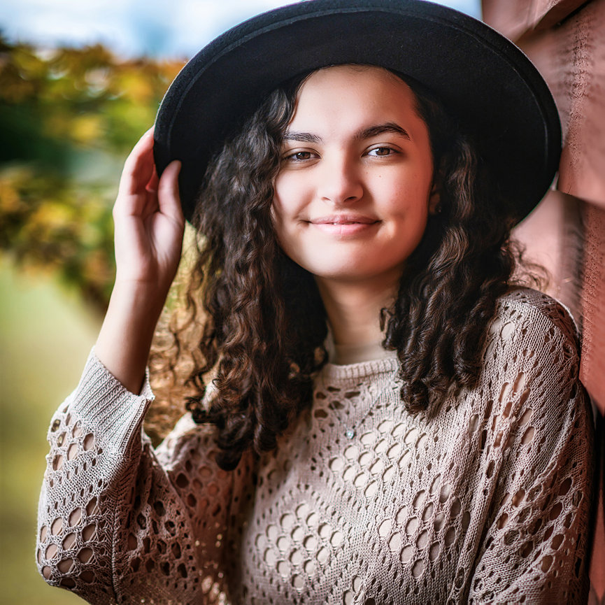 Couture editorial senior portrait at Hughes Landing, Spring 77386, blue hour fine art by Swartz Portraits