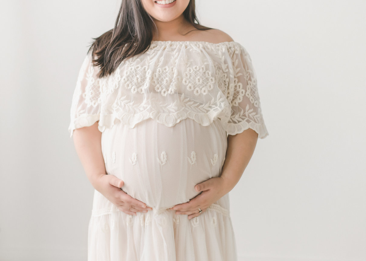 cute maternity dresses Daisy Romantic Cream Print Maternity Baby Shower Dress S
