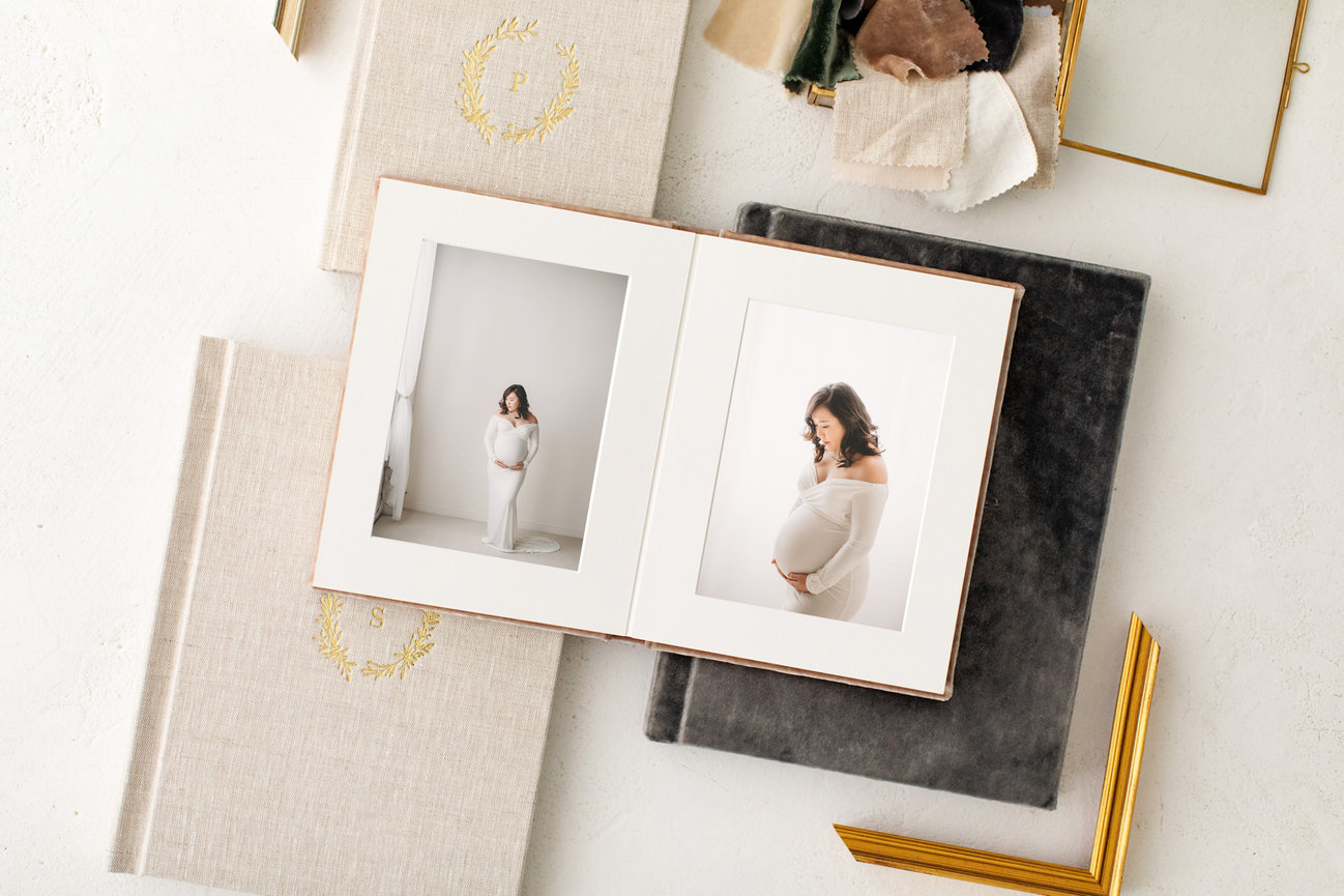 matted photo album from a Minneapolis Maternity Photographer