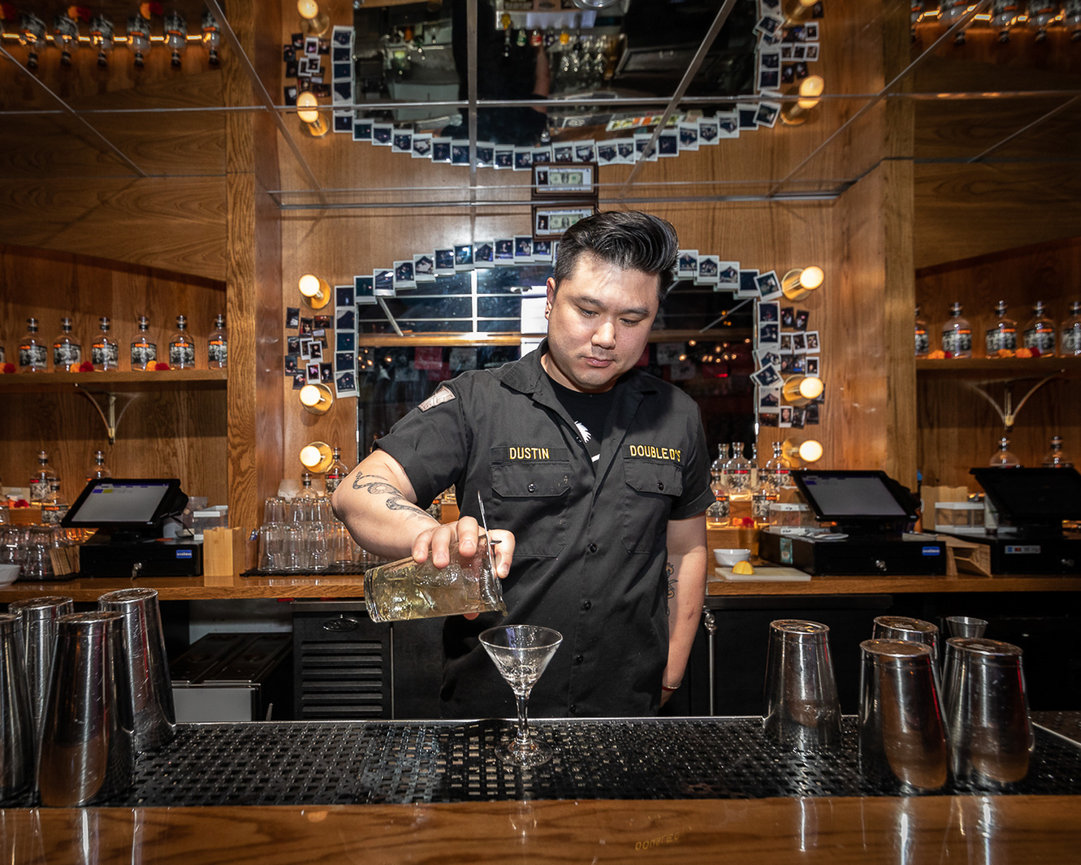 bartending, bartender, event photographers, dallas - Fort worth Texas double ds bar, red bow tie photography