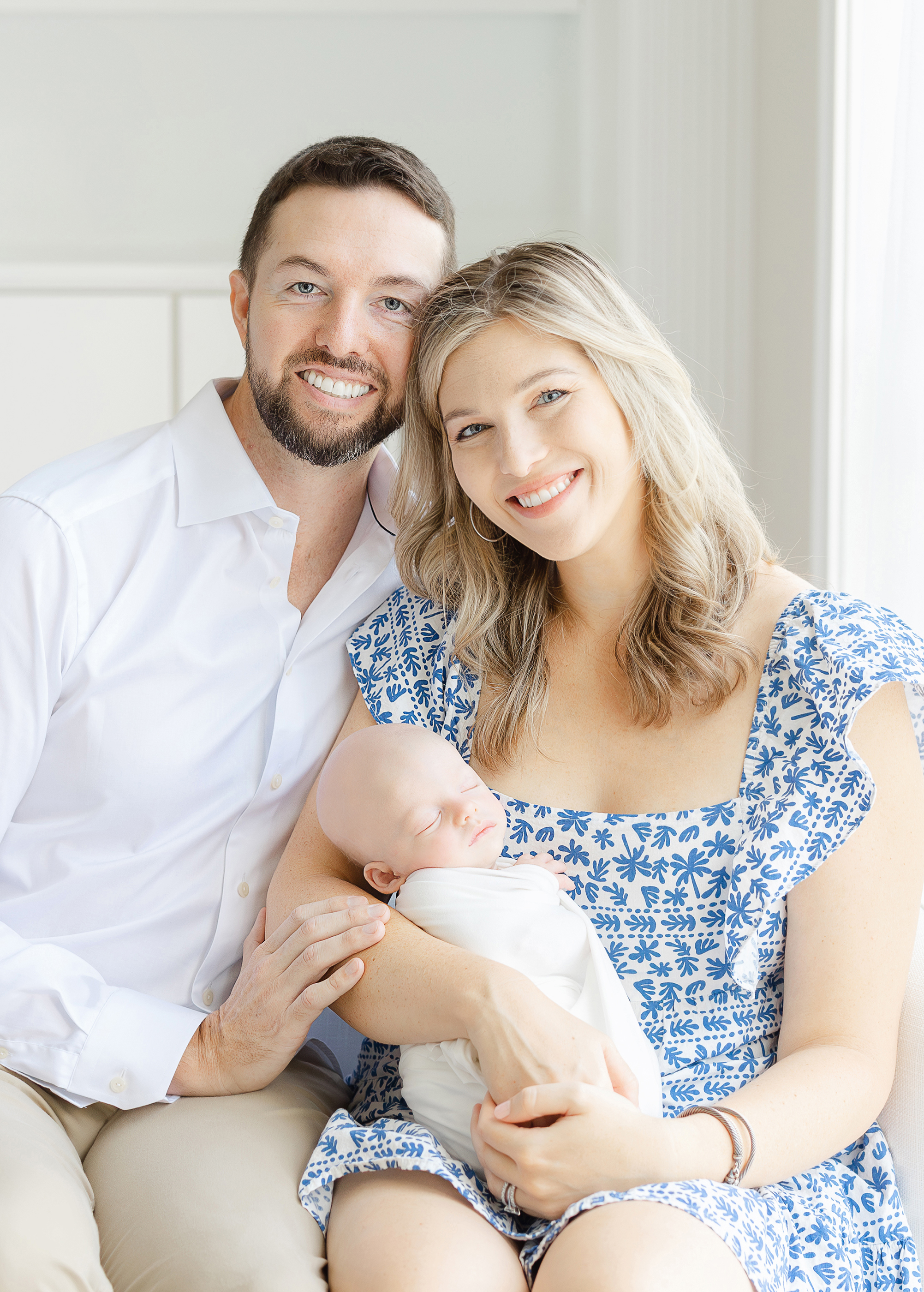 Airy newborn portrait session at home with newborn baby boy.