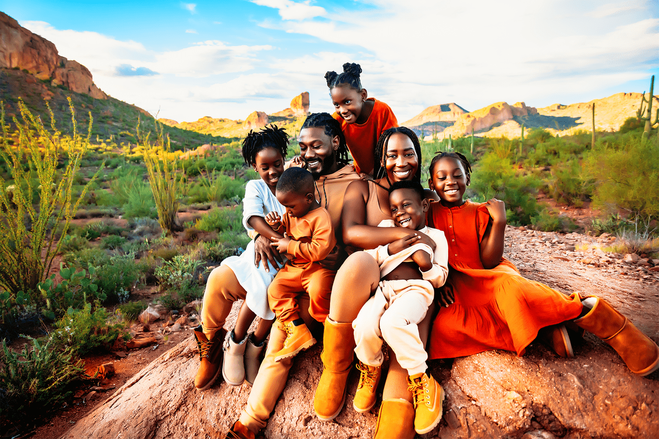 Black family portrait, African American family with children portrait session, family photography session with Summer Elizabeth photography