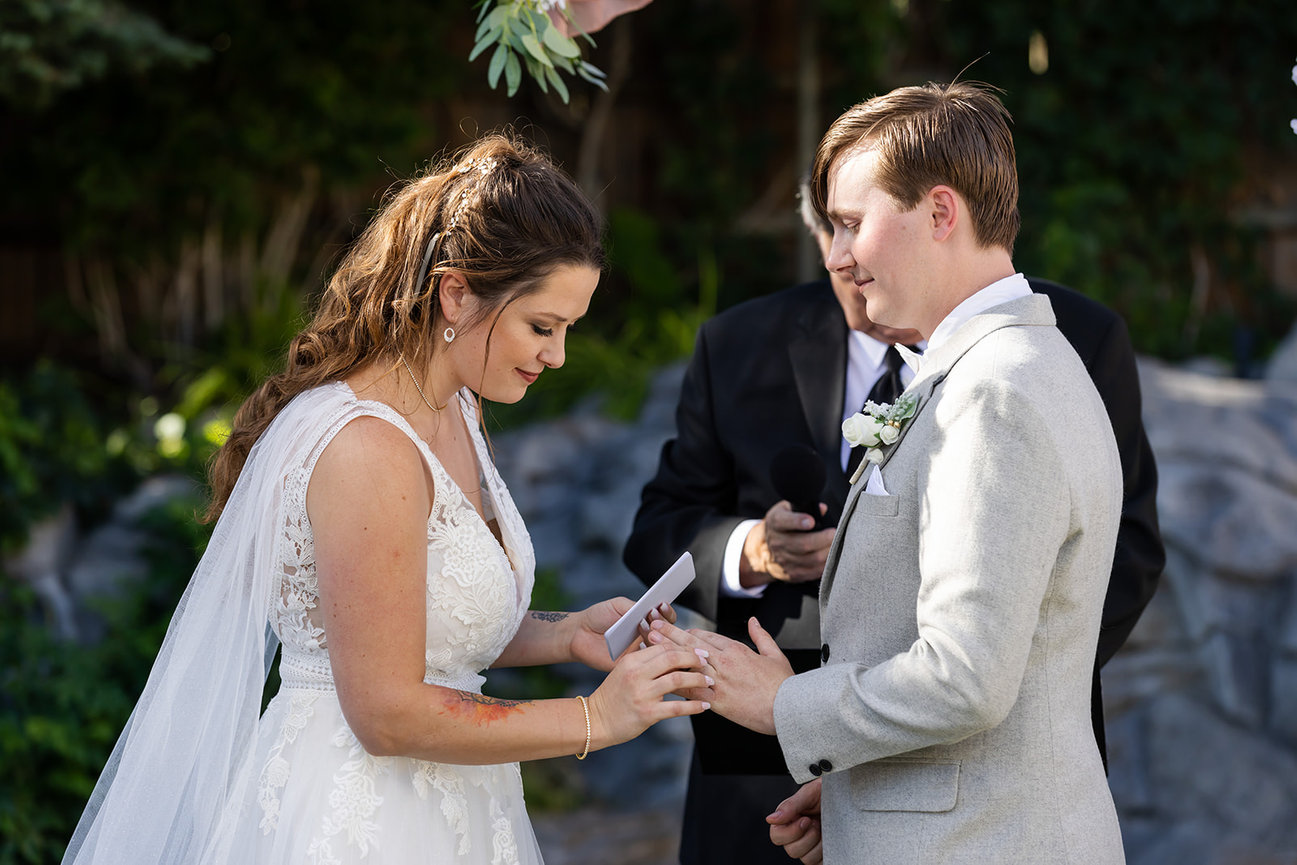Bride and groom exchanging vows