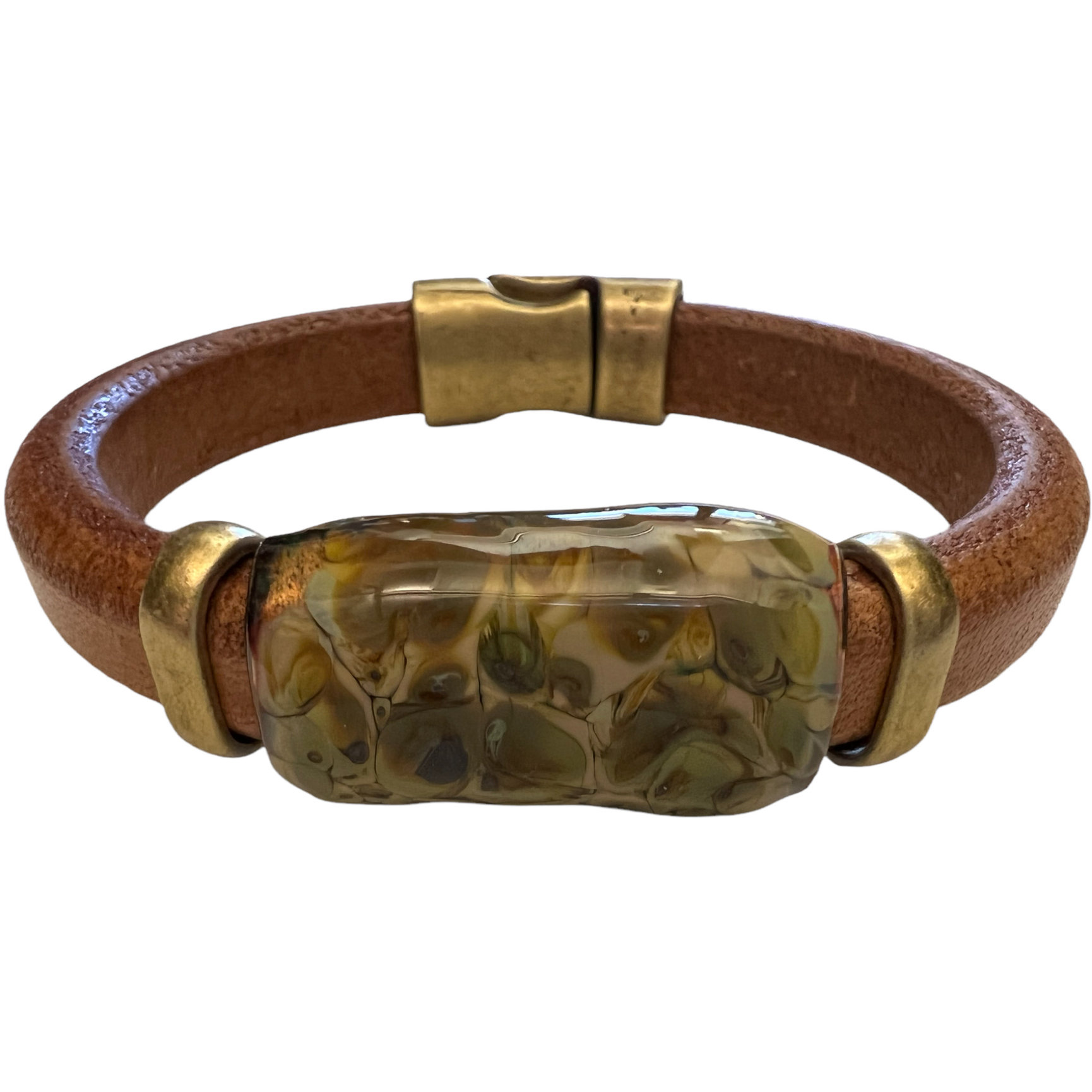 Montana Leather Designs Tan Alpine on Camel Bracelets Sage Accessories