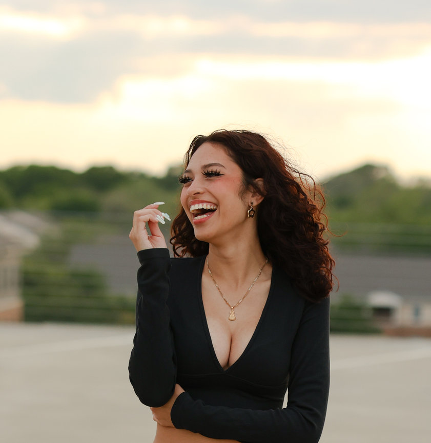 Laughter is the best medicine, and she is glowing during her session.