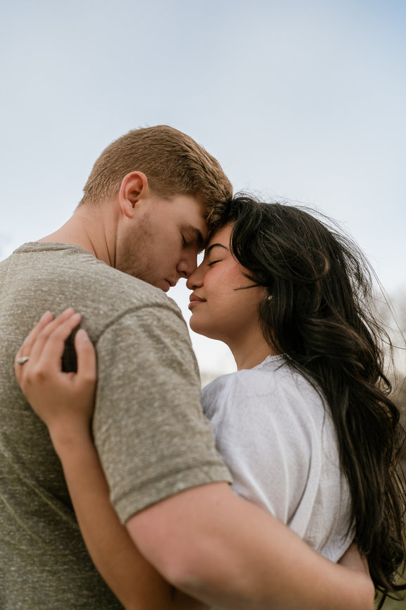 Close-up of couple about to kiss