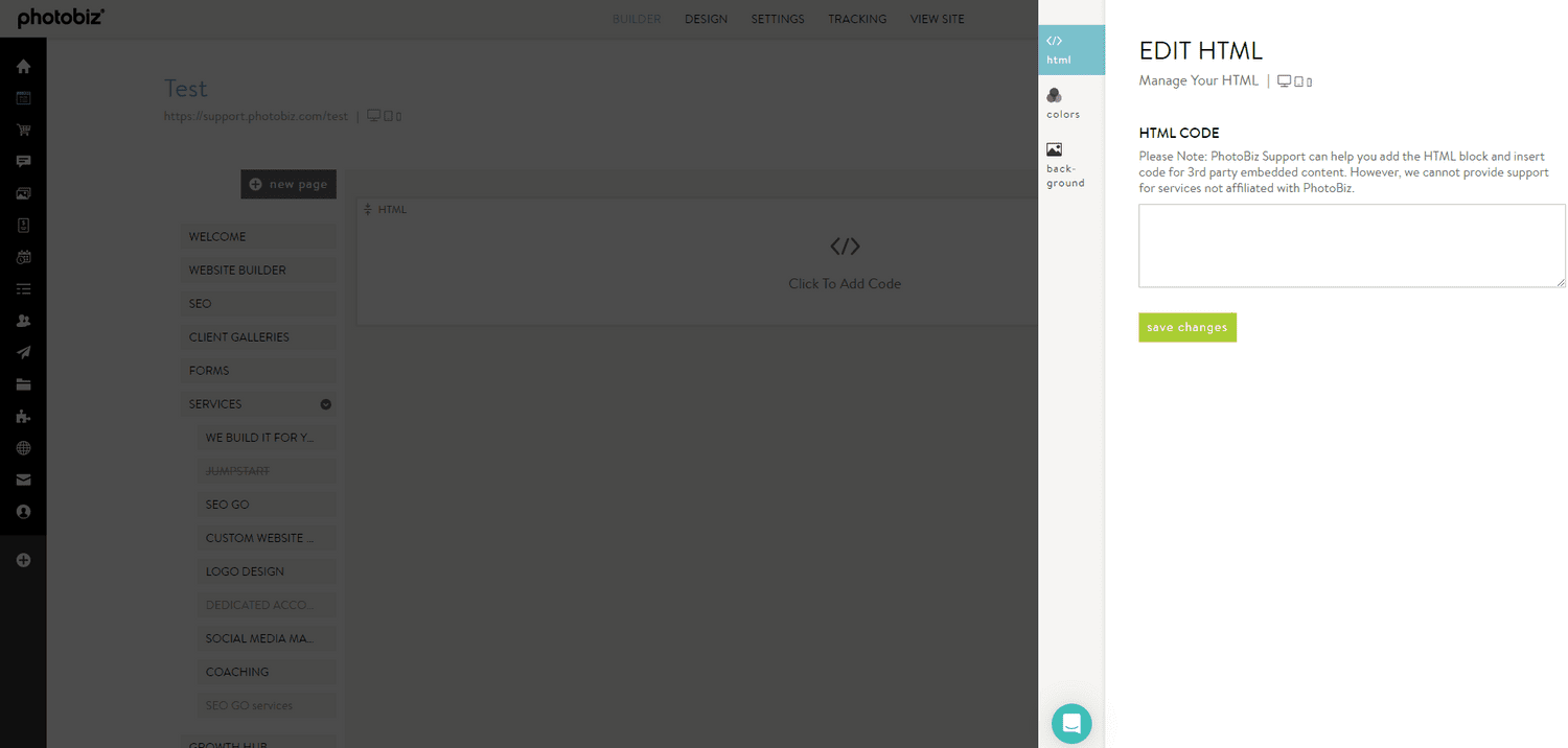 How To Use HTML Blocks - PhotoBiz Knowledge Base