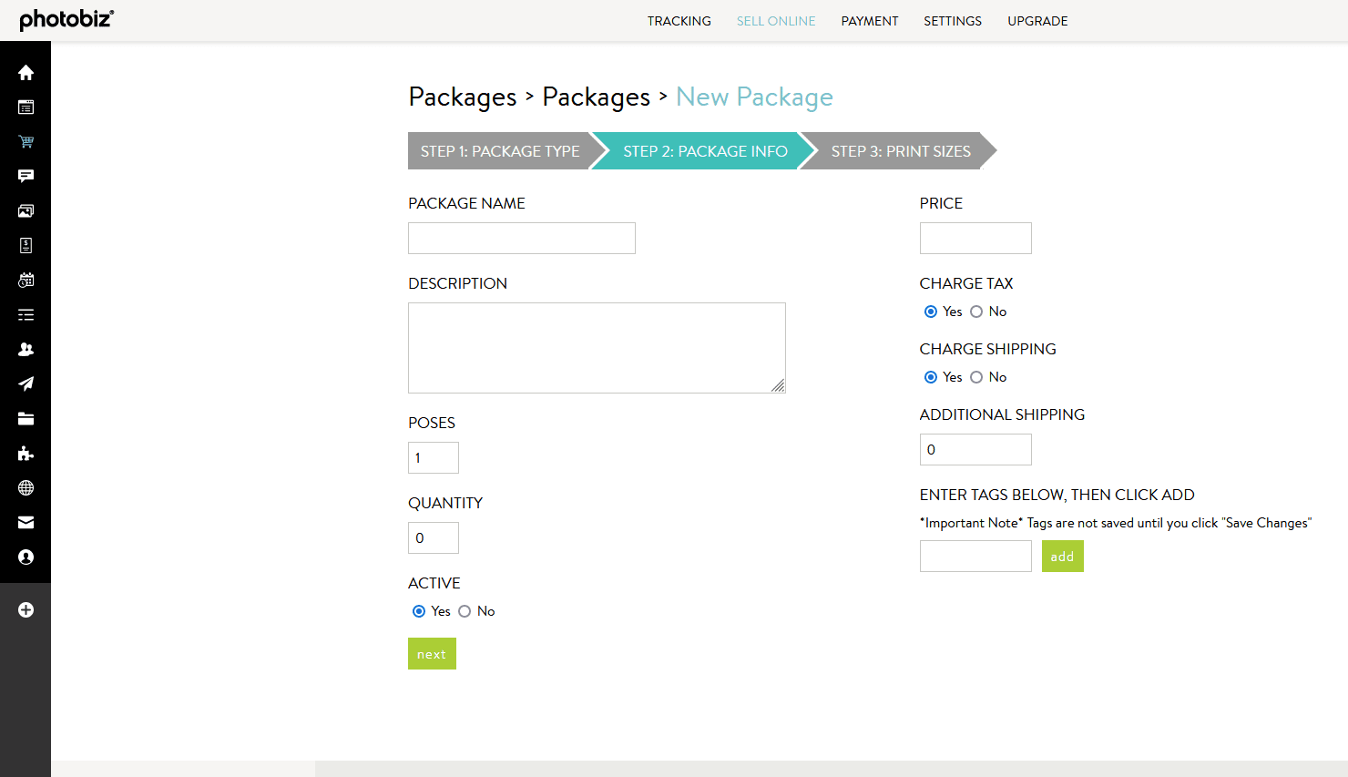 Set Up Flexible Packages in PhotoBiz Client Galleries