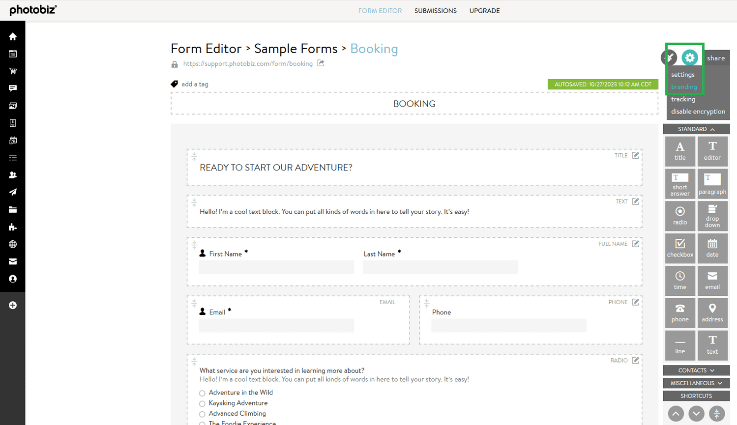 How Do I Add A Custom Header To A Form? - PhotoBiz Knowledge Base