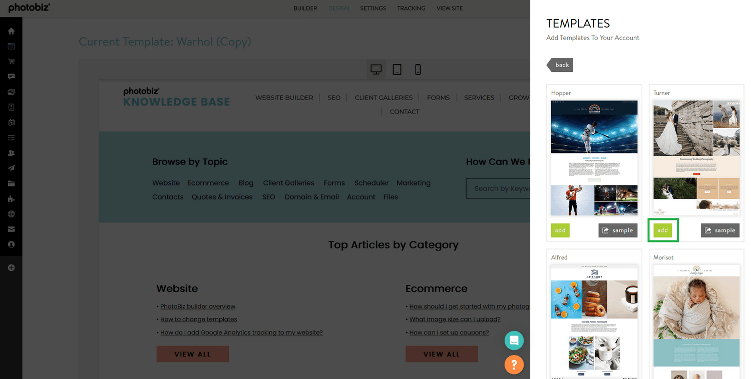 How To Change PhotoBiz Templates PhotoBiz Support How To Change PhotoBiz Templates PhotoBiz Support