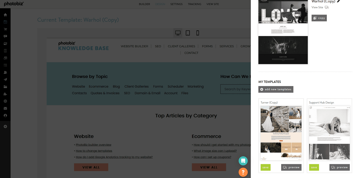 How To Change PhotoBiz Templates PhotoBiz Support How To Change PhotoBiz Templates PhotoBiz Support