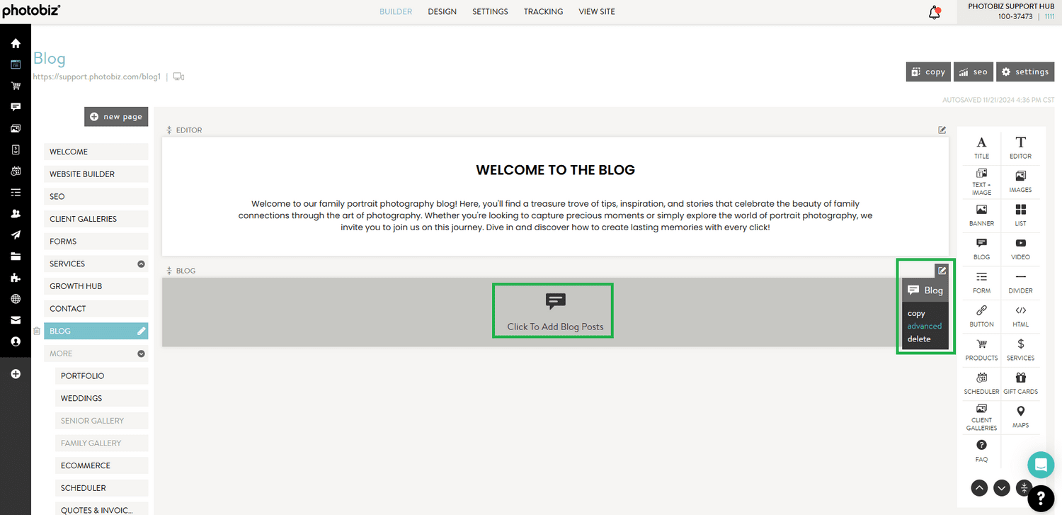 Add Hover Animations to Blog Blocks in PhotoBiz Easily