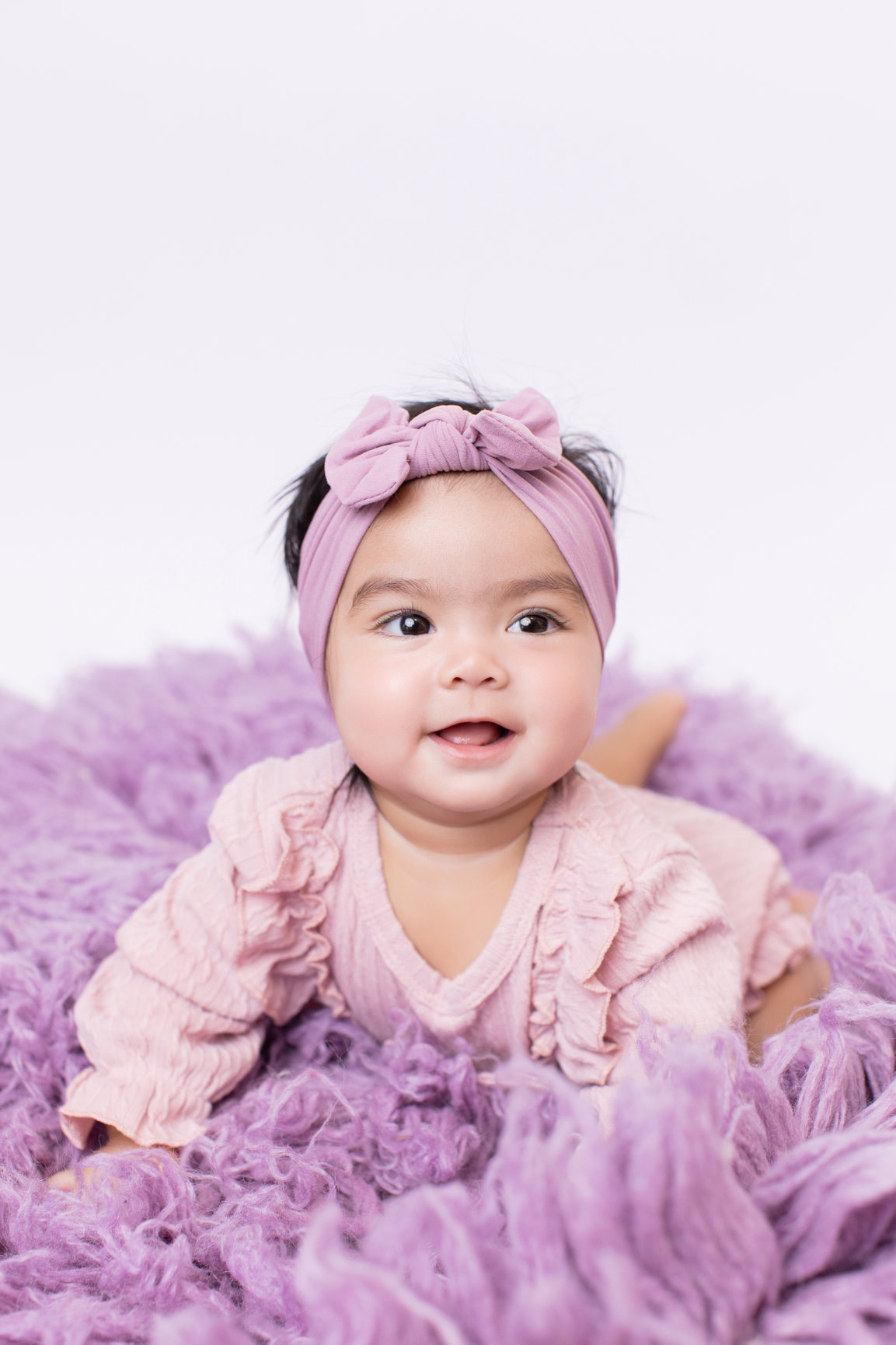 Calgary baby milestones photography lilac fur and cream half way to one Milestones II session photo 2