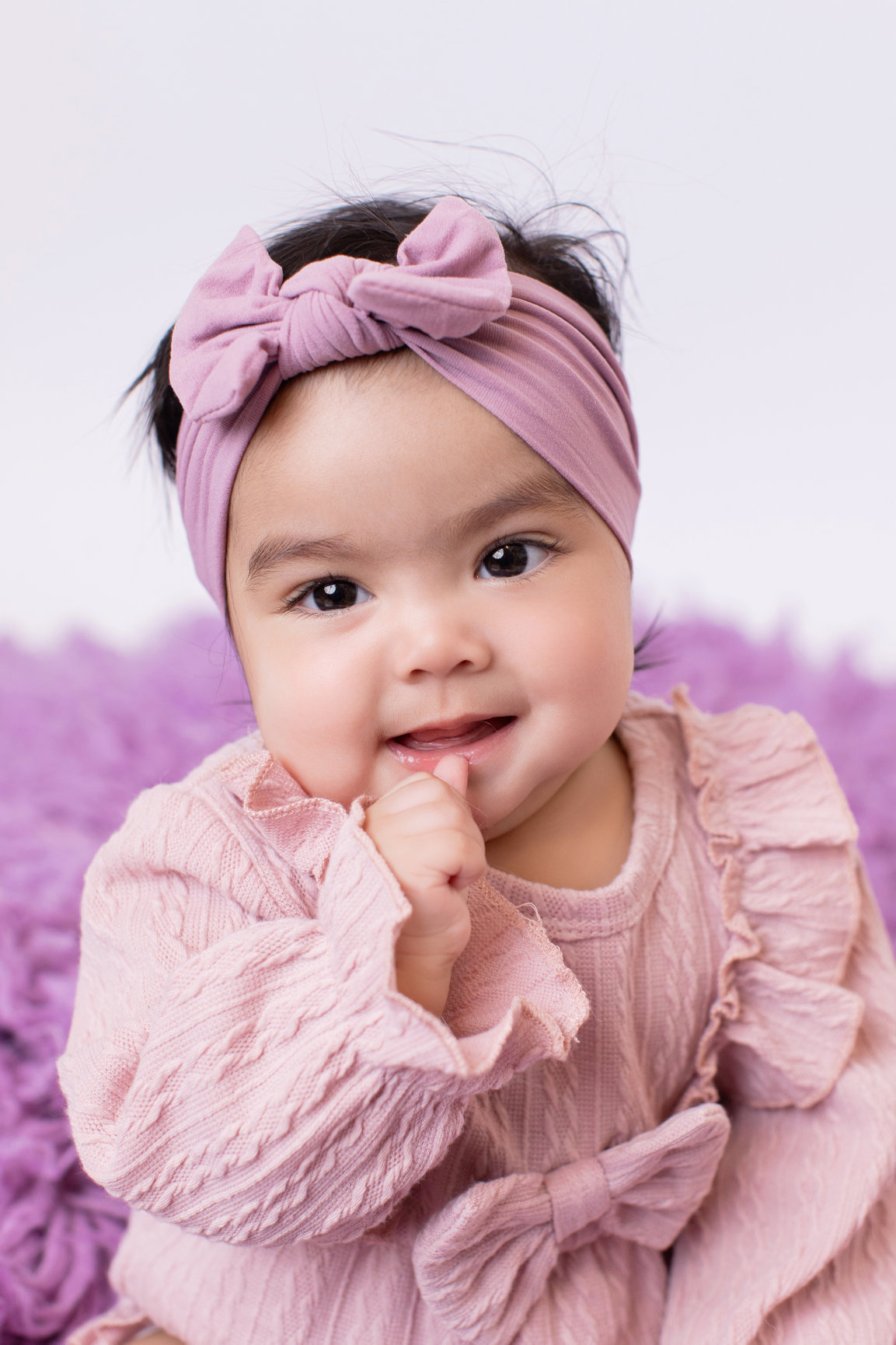 Calgary baby milestones photography lilac fur and cream half way to one Milestones II session photo 3